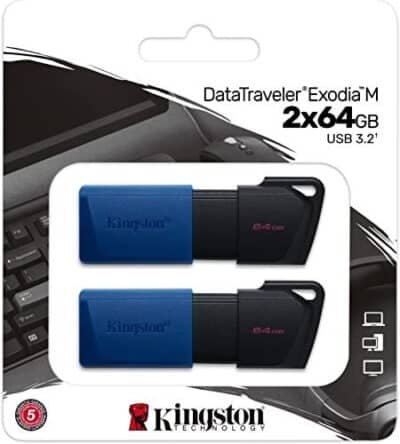 Pen Drive Kingston Exodia 64gb Usb 3.2 Negro/azul 2 Unidades