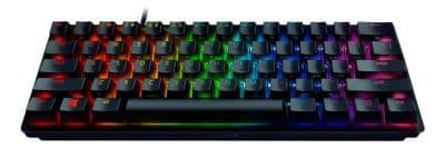 Teclado Gamer Razer Hunstman Mini 60% Qwerty Razer Purple Inglés Us Color Negro Con Luz Rgb