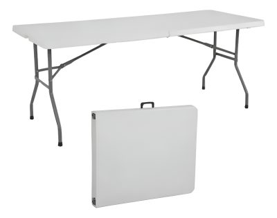 Kit Mesa Plegable Valija 180cm Blanca Con Sillas Exterior