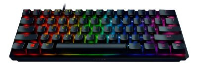 Teclado Gamer Razer Hunstman Mini 60% Qwerty Razer Purple Inglés Us Color Negro Con Luz Rgb