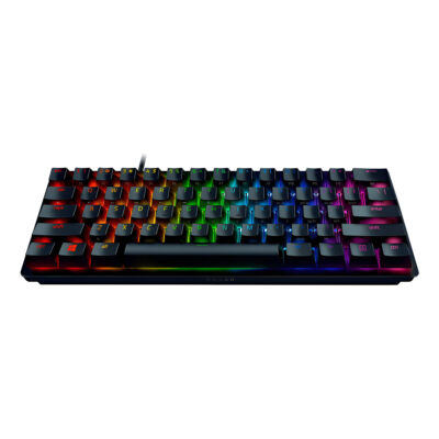 Teclado Gamer Razer Hunstman Mini 60% Qwerty Razer Purple Inglés Us Color Negro Con Luz Rgb