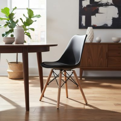 Set X4 Silla De Comedor Tulip Nordica Dexeon Color Negro