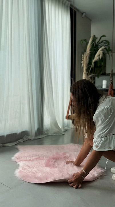 Alfombra Piel Sintética Grande Estilo Lujo Suave 90*80 Cm