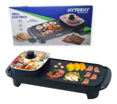 Grill Electrico Hytoshy 2000w Con Sarten 2 En 1 Color Negro