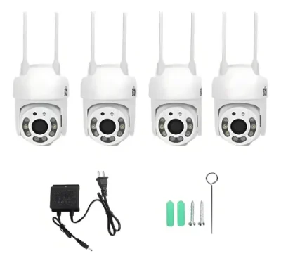 Kit 4 Camaras Hytoshy Ht 360 Camara Domo Ptz Ip Wifi 360° Hd Color Blanco