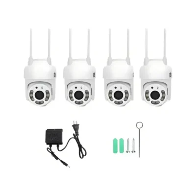 Hytoshy Kit 4 Cámaras Domo PTZ IP WiFi 360° HD – Blanco