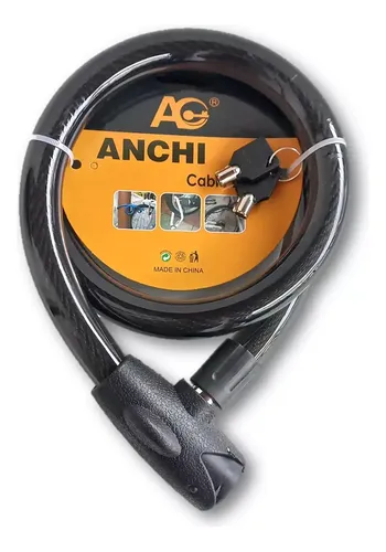 Linga Seguridad Moto Bici Anchi 22mm X 1.5 Mts Dos Llaves Color Negro