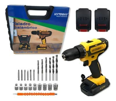 Taladro Inalámbrico 21v Kit 2 Baterías + Set Mechas Y Puntas