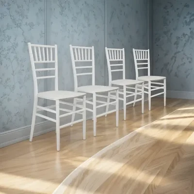 Silla Tiffany Plastica Reforzada Color Blanco X4