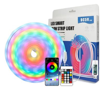 Tira Led Neon Manguera Inteligente 5m Usb Rgb Control App