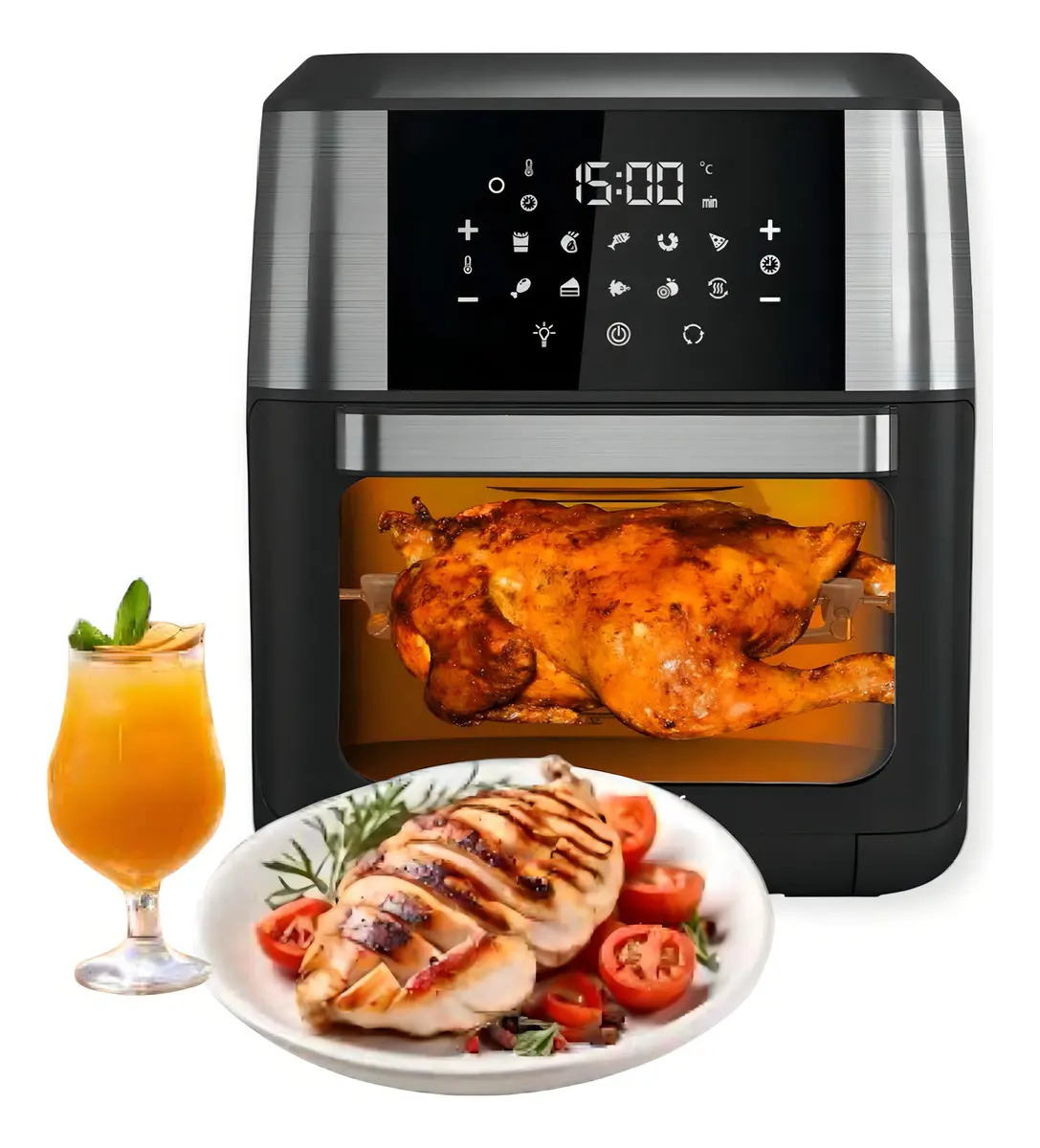 Freidora De Aire Con Grill Sin Aceite Hytoshy Color Negro