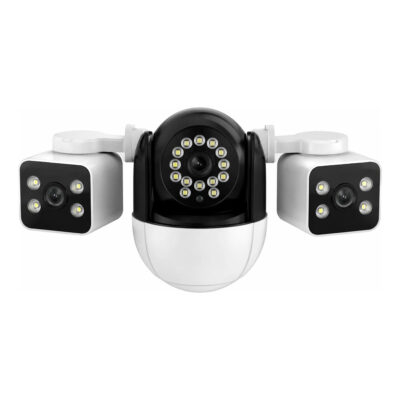 Camara De Seguridad Wifi Exterior Triple Lente 360 Nocturna
