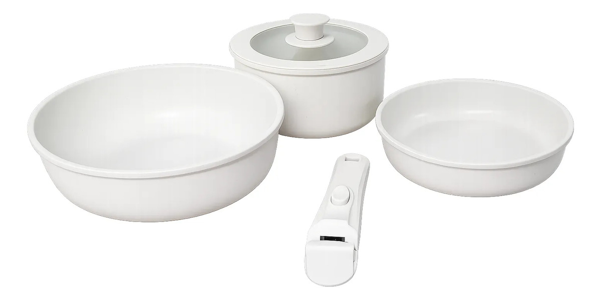Set De Ollas Bateria De Cocina 3 En 1 Con Manija Desmontable