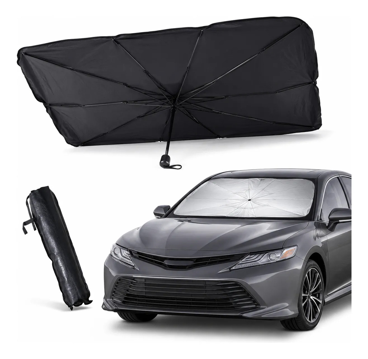 Parasol Tipo Paraguas 130×75 Protección Rayos Uv Auto