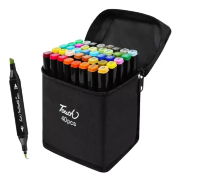 Marcadores Doble Punta X 40u Fibrones Plumones Con Estuche