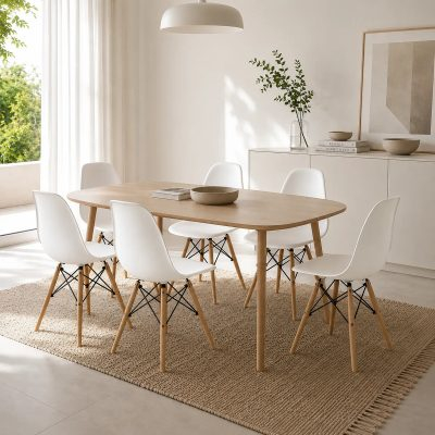 Set X6 Silla De Comedor Eames Tulip Nordica Madera Dexeon