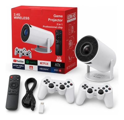 Proyector Cine Smart Gamer + 2 Joystick Inalambricos X2-10 Blanco