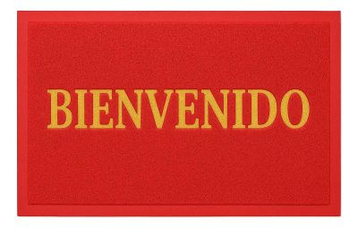 Alfombra Bienvenido Antideslizante Entrada Decorativa Hogar 58 Cm 38 Cm Rojo