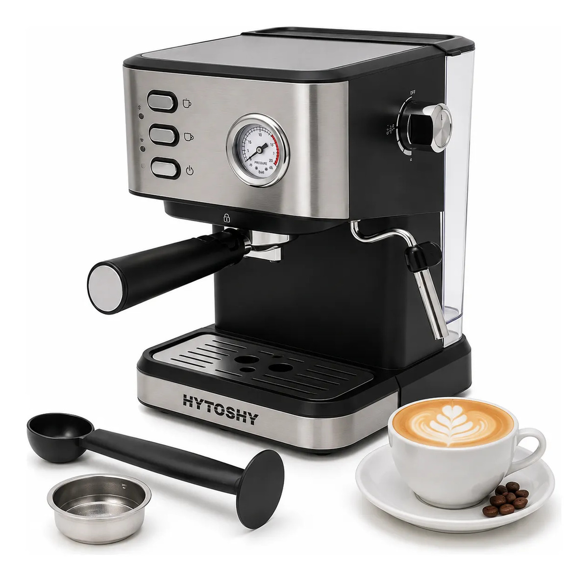 Cafetera Expresso Semi Automatica Con Espumador Leche 20 Bar Negro