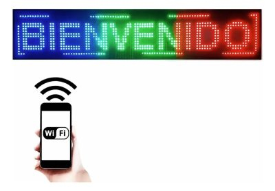 Cartel Led Luminoso Wifi Bienvenido 100x20cm 220v Hytoshy Negro