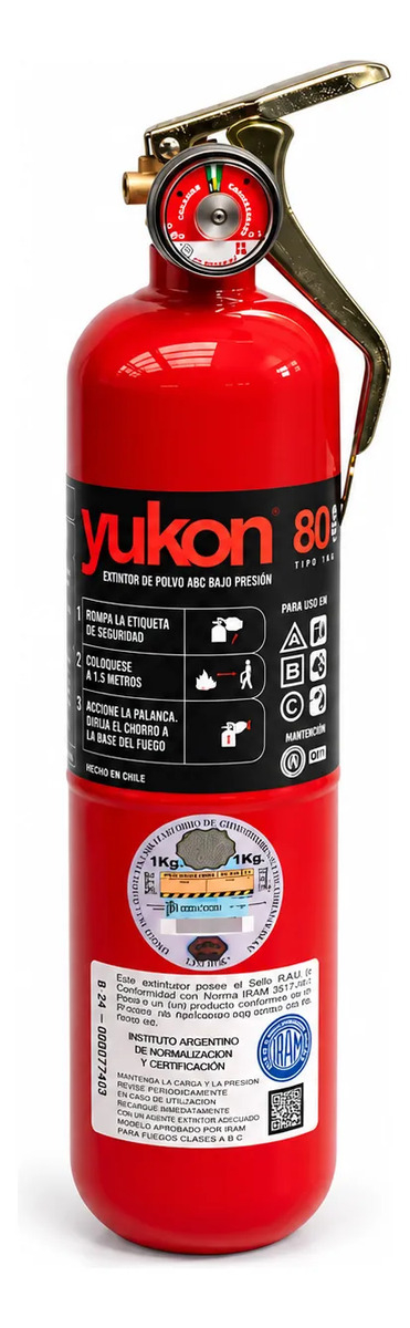 Yukon Matafuego ABC 1 Kg Formato Largo Apto VTV con Sello IRAM