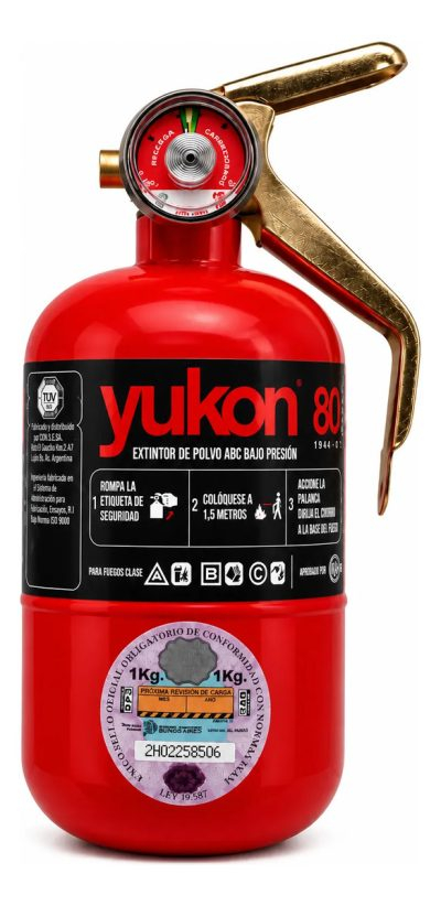 Yukon Matafuego ABC 1 Kg Formato Corto Apto VTV con Sello IRAM
